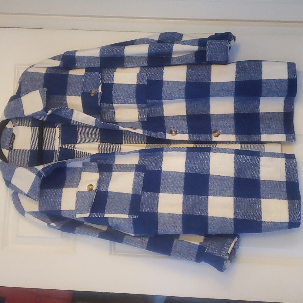 Blue and White Plaid Jacket